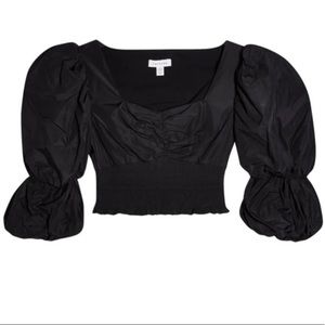 Topshop Black Puff Sleeve Blouse